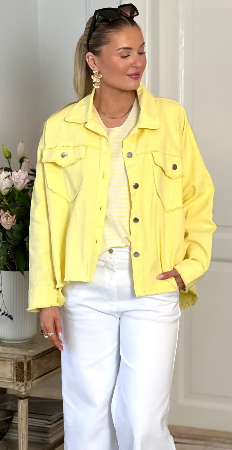 Madison canvas jakke med rå kanter gul LikeLondon