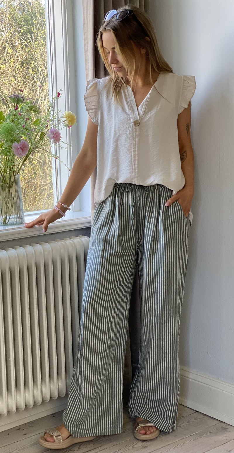 Elise stribet buks khaki Likelondon