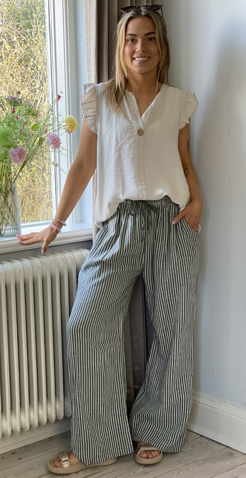 Elise stribet buks khaki Likelondon