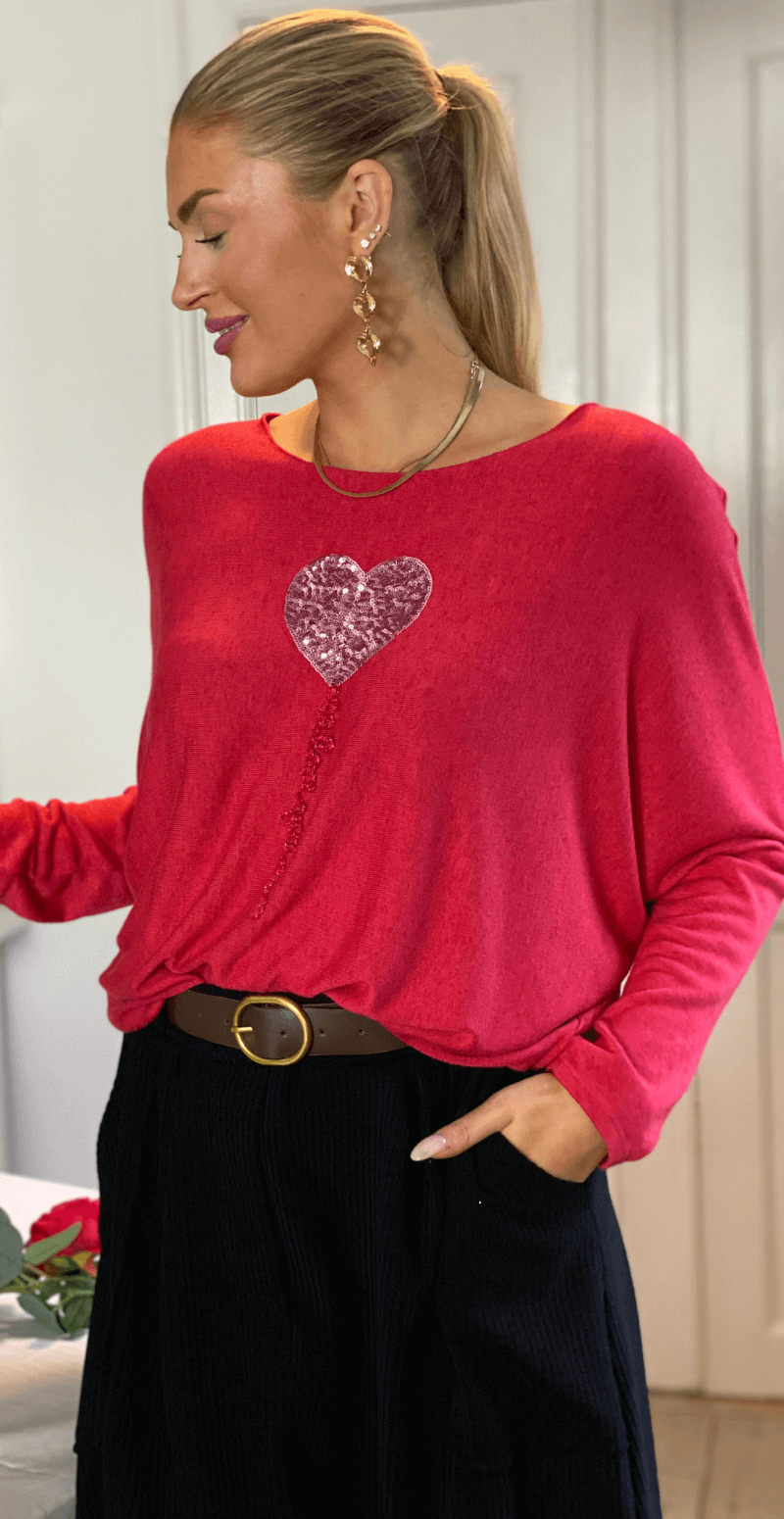 Madelene bluse med hjerte rød Likelondon