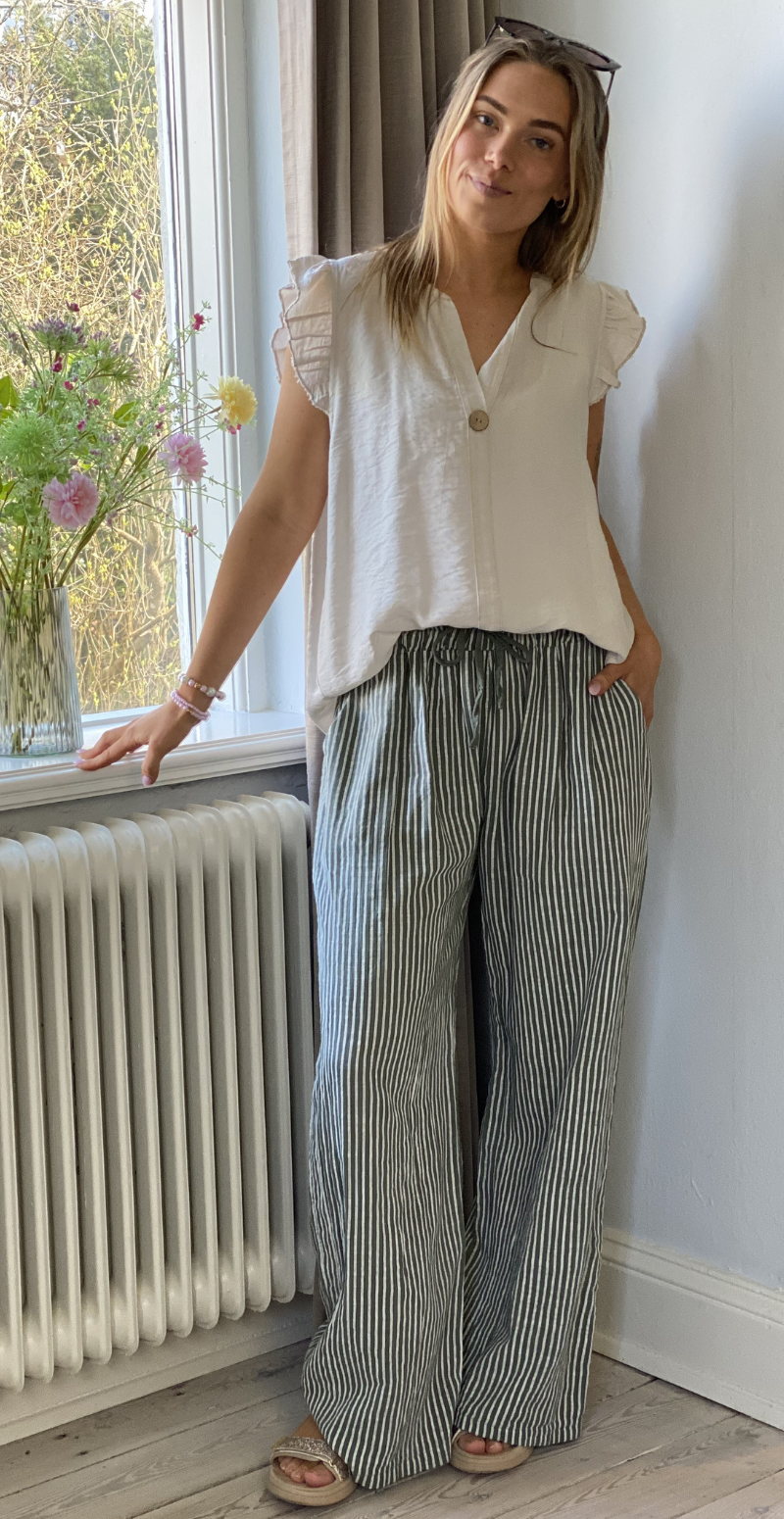 Elise stribet buks khaki Likelondon