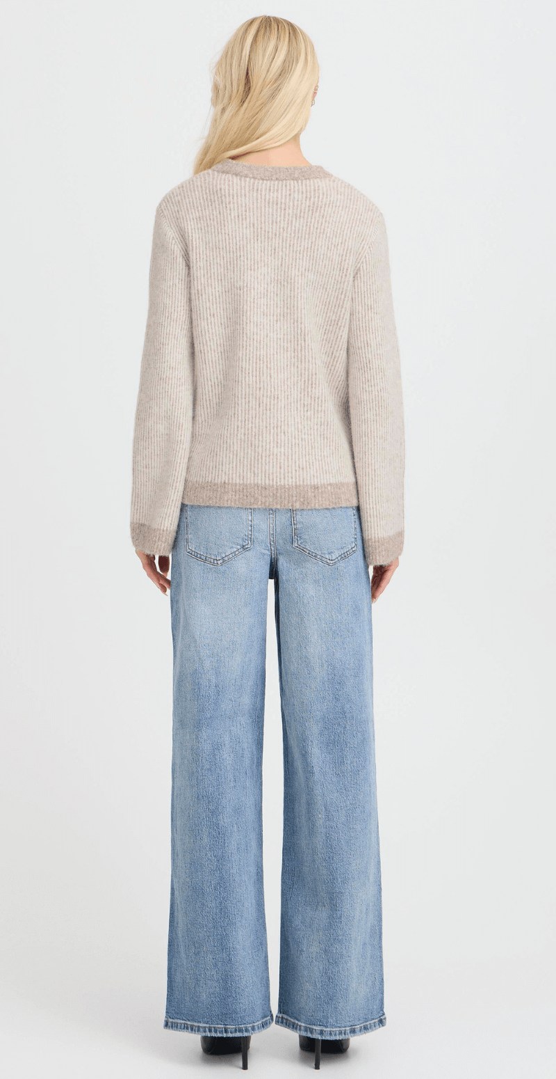 Minna jumper med striber walnut mix B-young