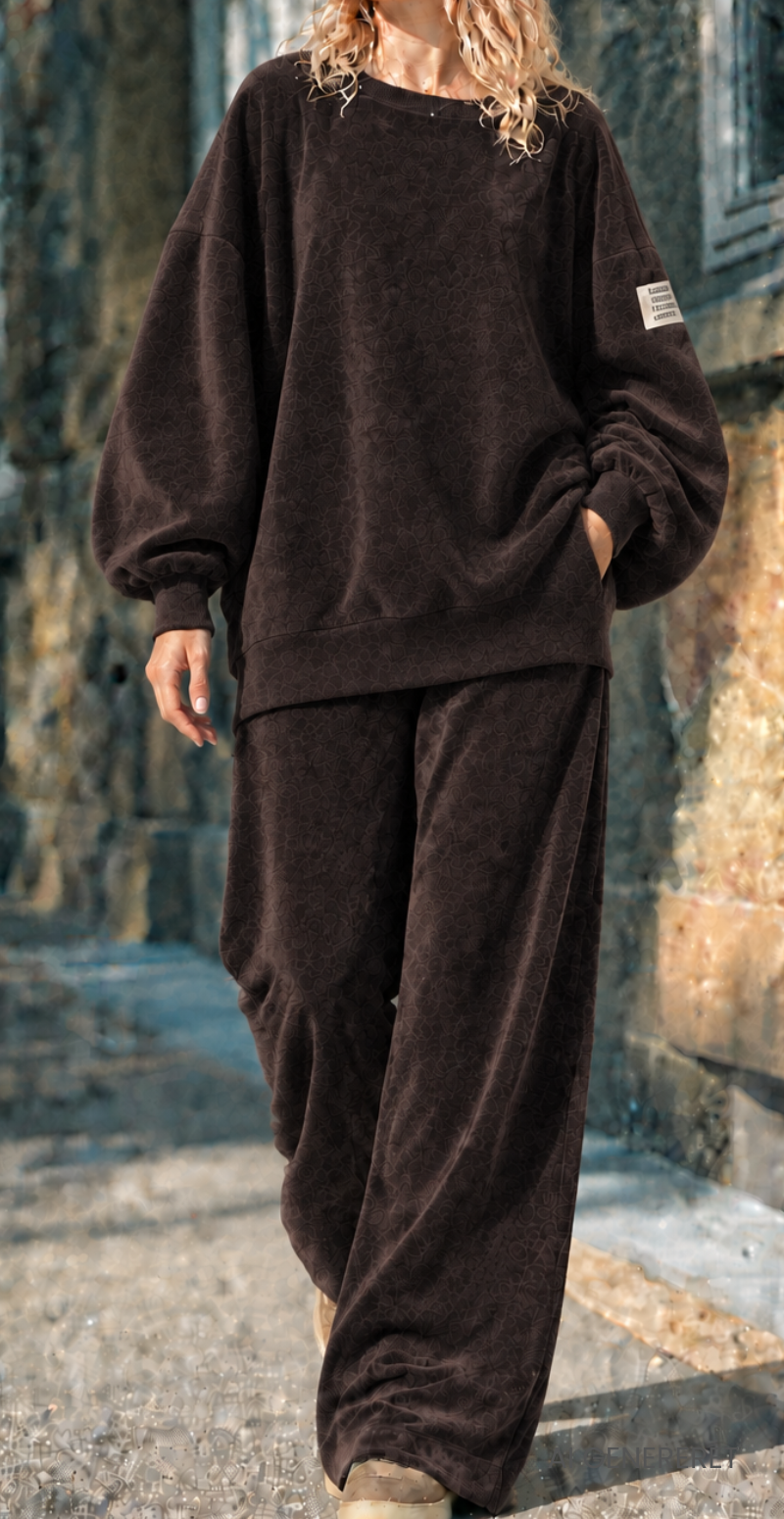 Nette sweat sæt i velour/fløjl brun LikeLondon