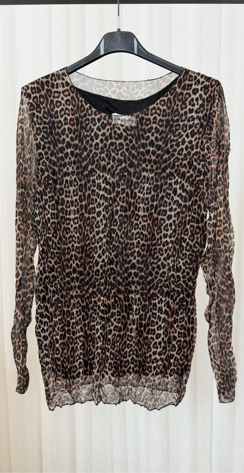 Sofie langærmet meshbluse med indertop leopard LikeLondon
