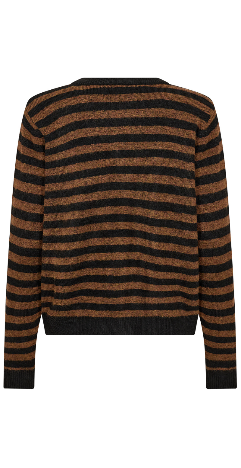 Orlean pullover med striber sort/brun Soyaconcept