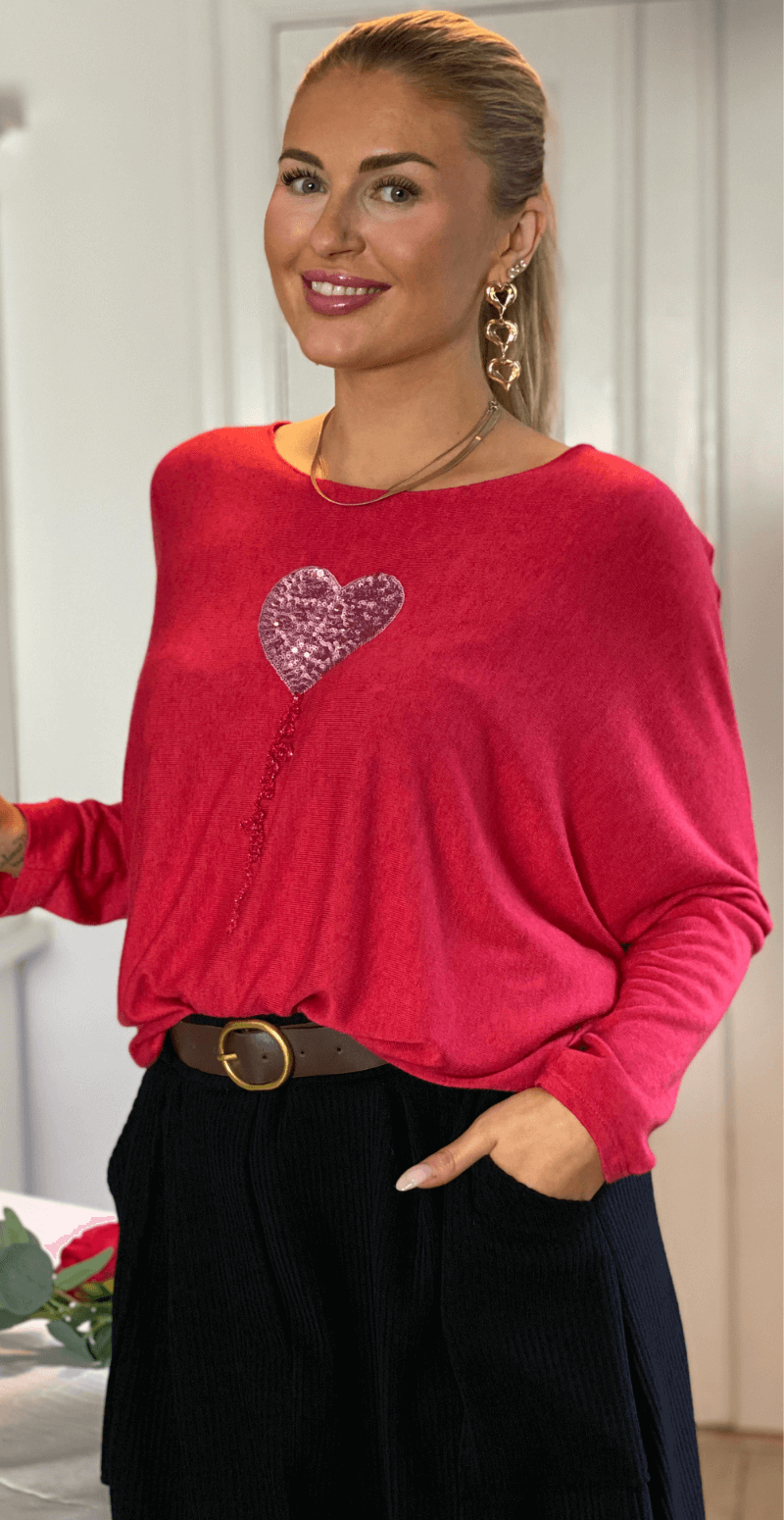 Madelene bluse med hjerte rød Likelondon