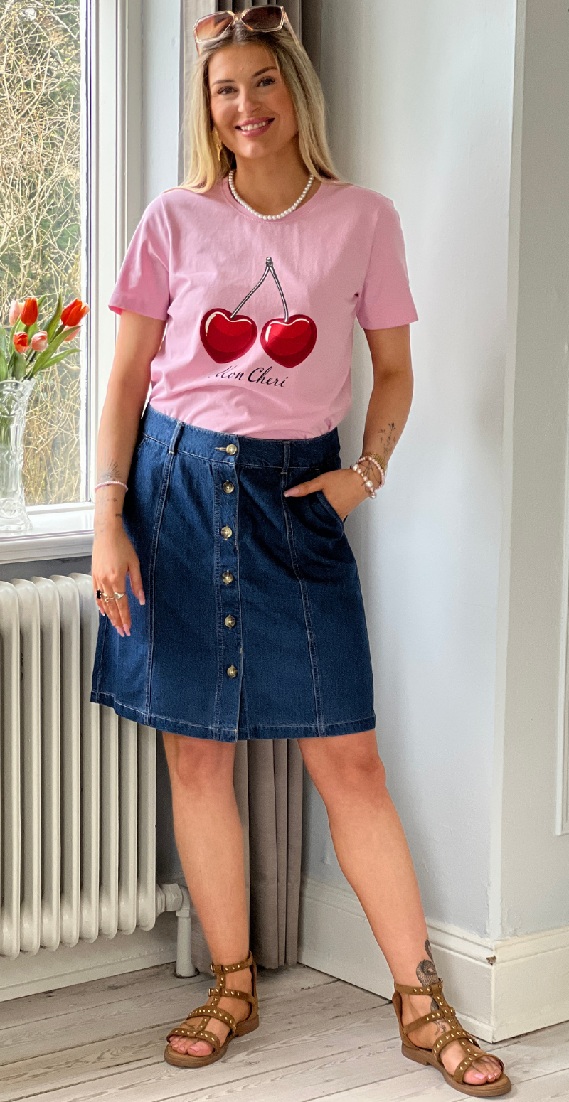 Fenjal t-shirt med kirsebær motiv star sweet lilac Freequent