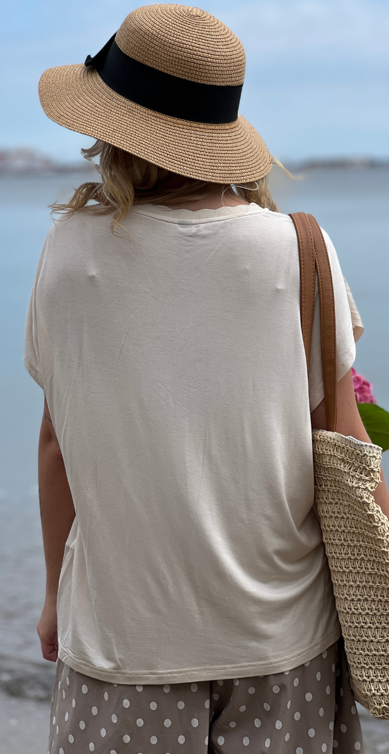Marion bluse i silk-look beige LikeLondon