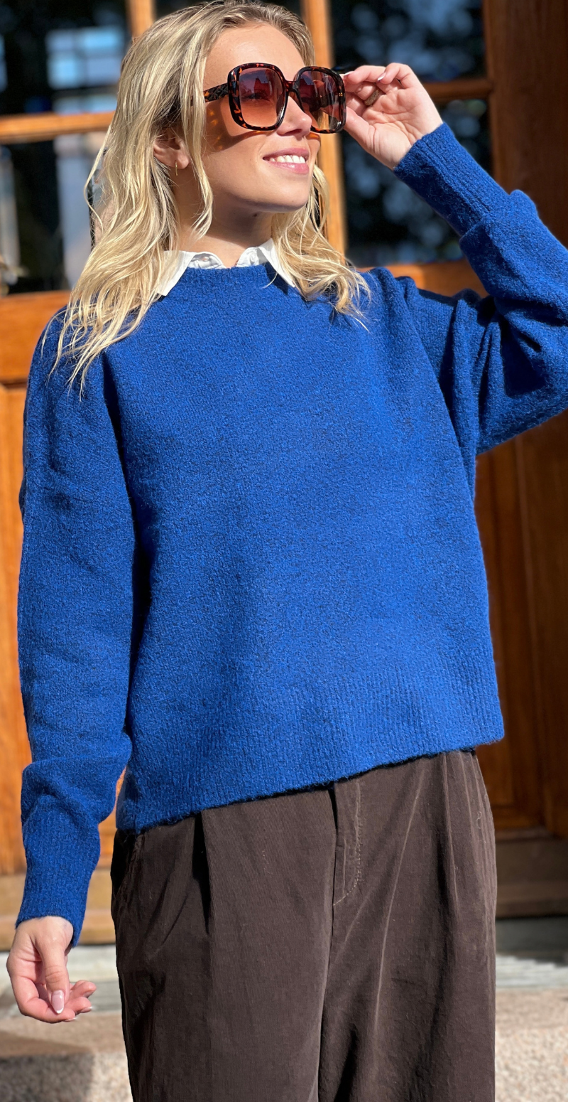 Omea strikbluse blue depths melange B.young