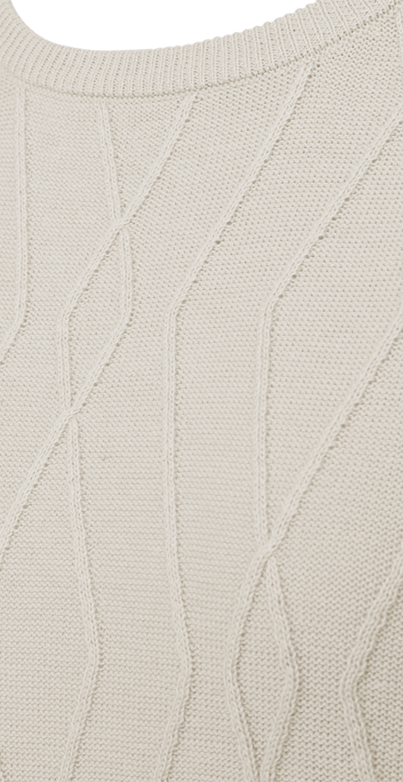 Cotty pullover med kabelmønster moonbeam