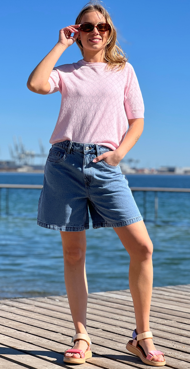 Kannia denimshorts med lommer light blue denim B.young