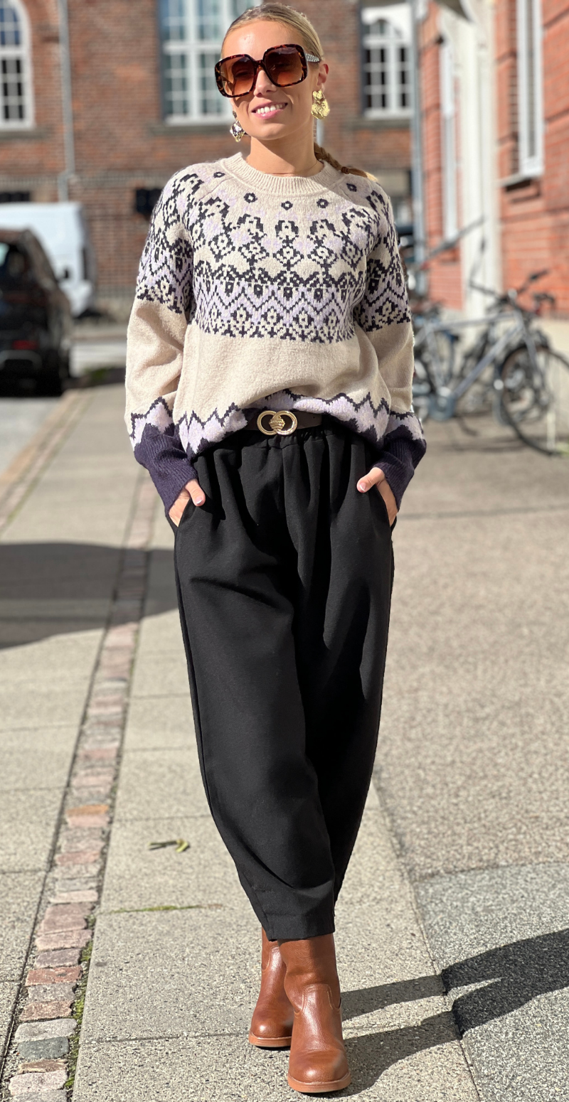 Merla pullover strik moonbeam w. nightshade Freequent