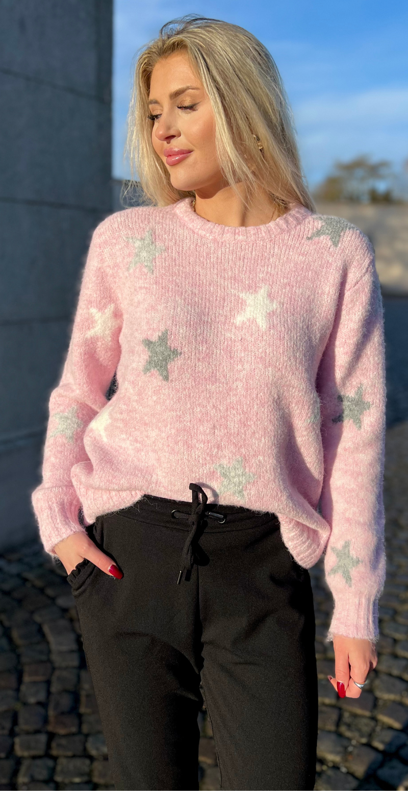 Louisa pullover med stjerner lyserød