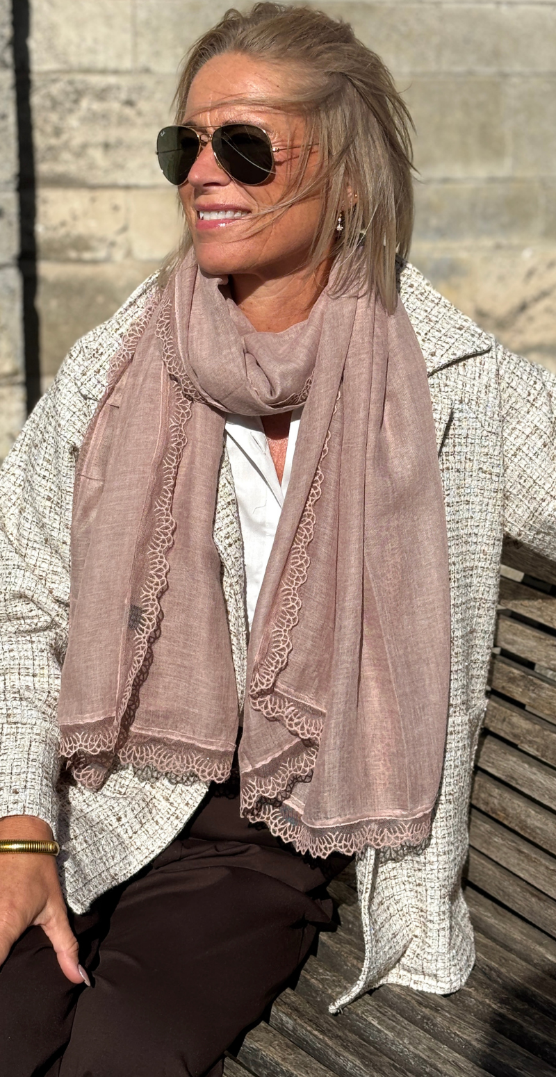 TØRKLÆDE MED BLONDEKANT PINK LIKELONDON