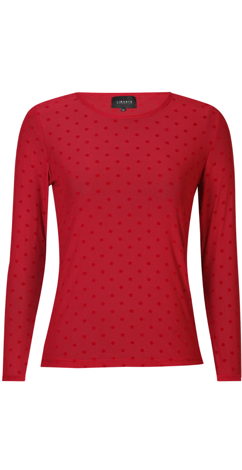 Dot mesh bluse med prikker dark rasberry medium dot Liberté