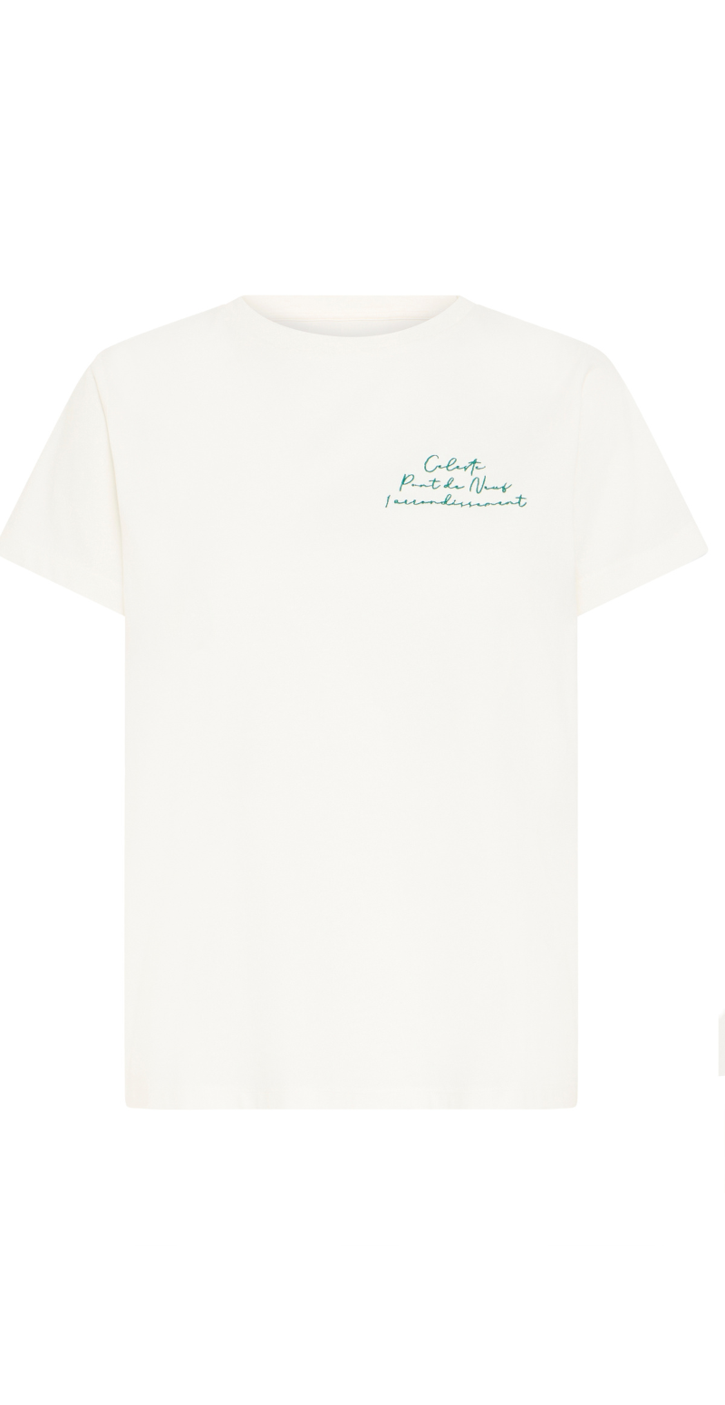 Seleste bluse med rund hals og tekst marshmallow B.young