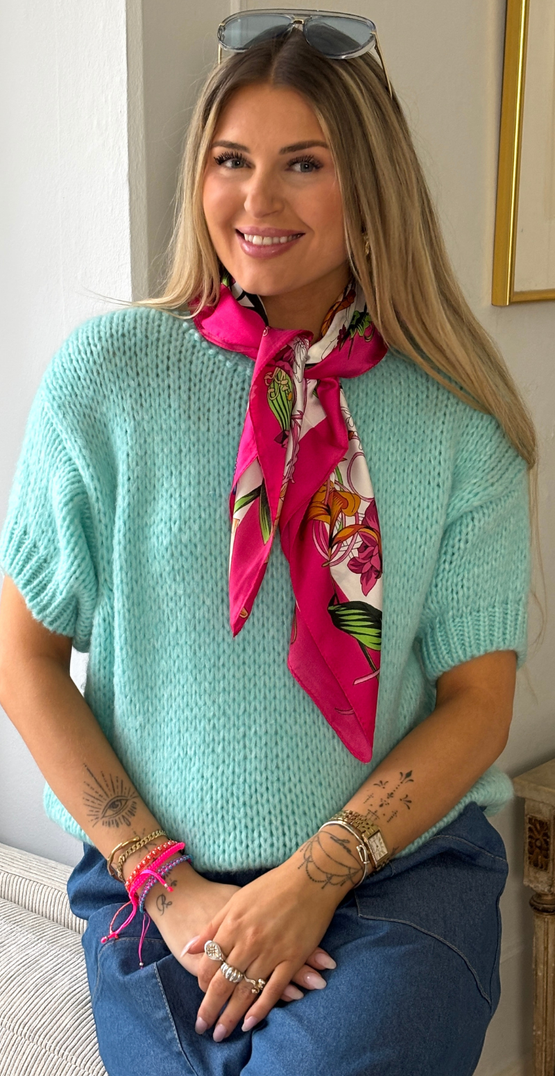 Silketørklæde med farverige blomster pink LikeLondon