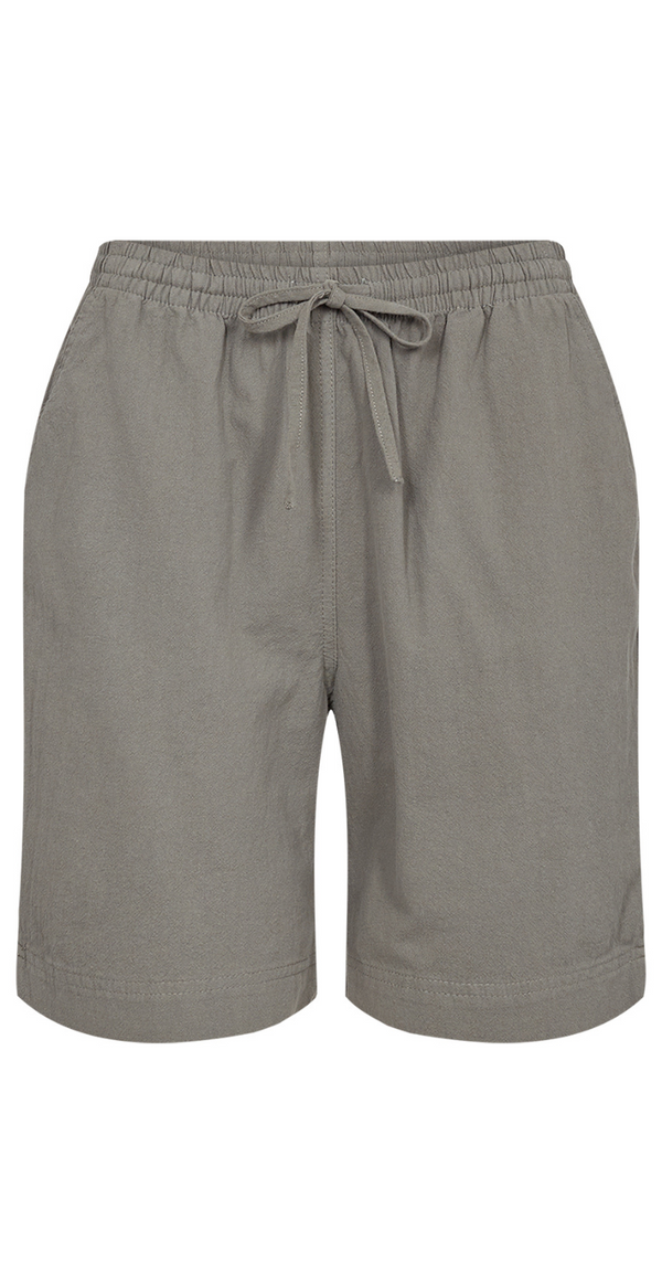 shorts med elastik og lommer khaki