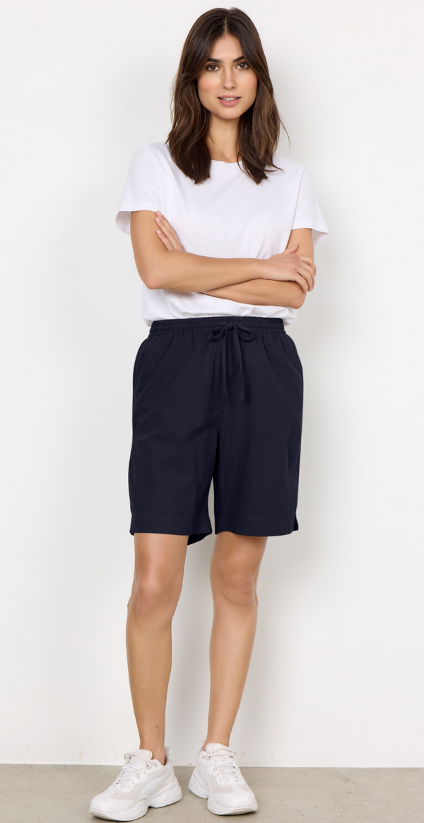 shorts med elastik og lommer navy