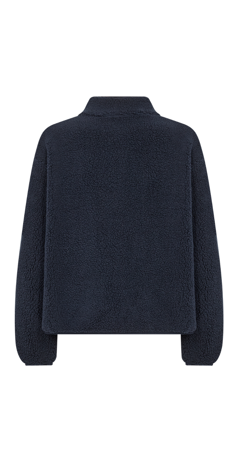 Onyx jakke I teddy med brystlomme og knapper navy LikeLondon