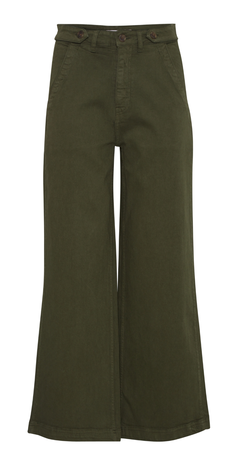 Lydia jeans med bælte stropper og knap detaljer olive night b.young