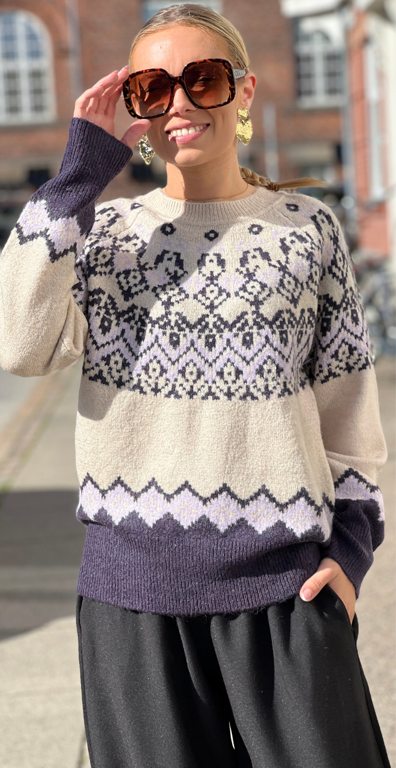 Merla pullover strik moonbeam w. nightshade Freequent