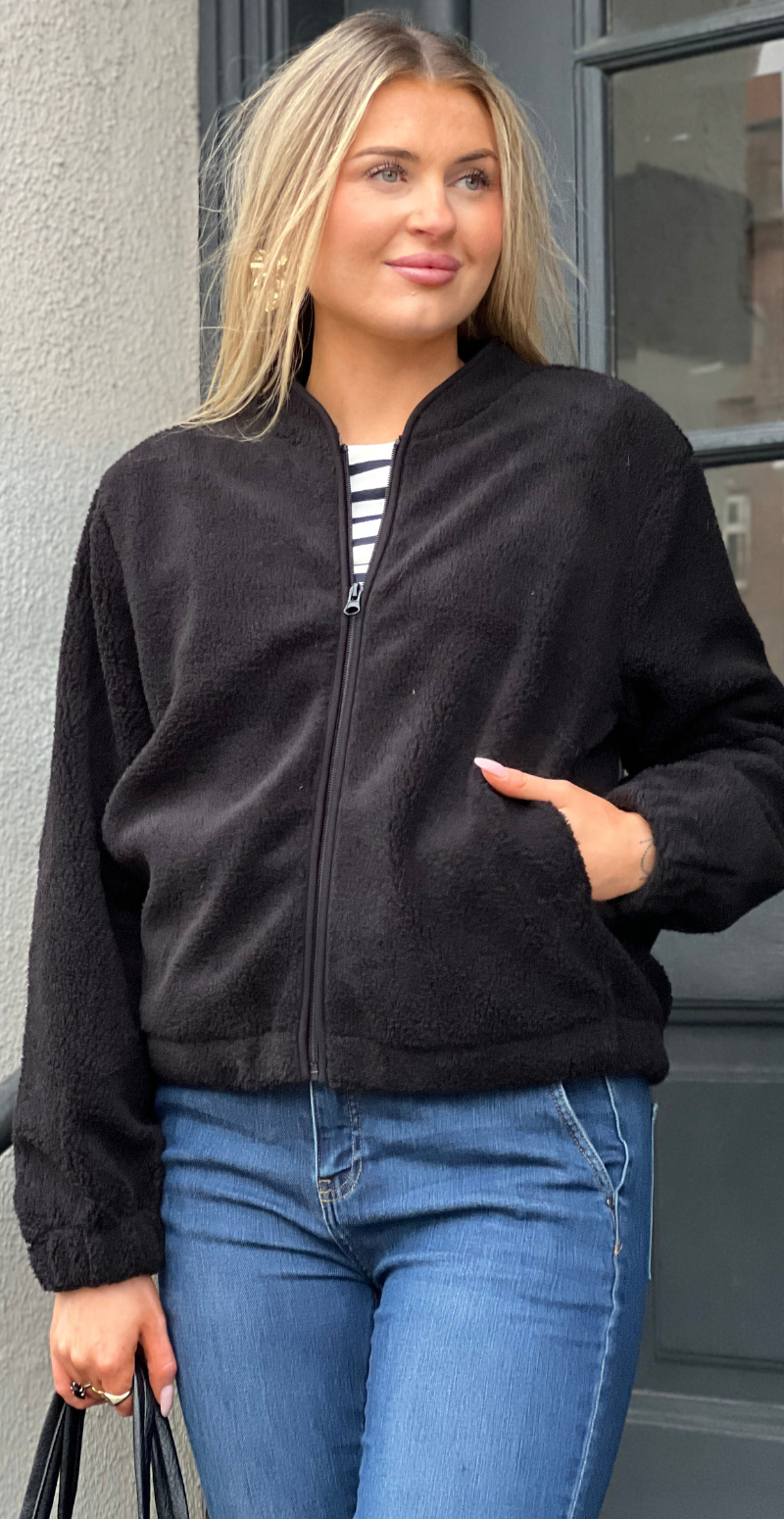 Teddy jakke sort FreeQuent