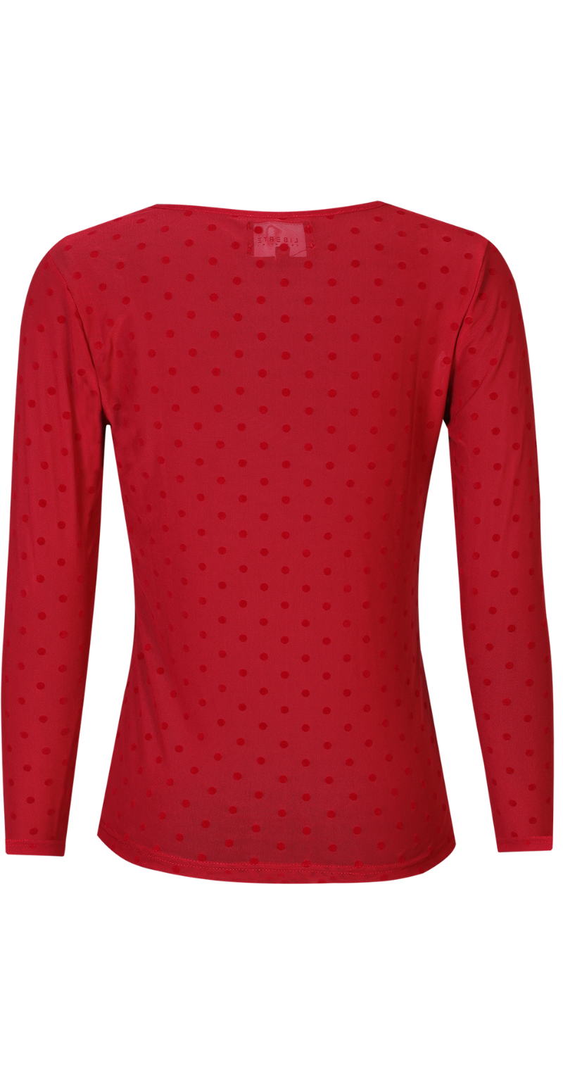 Dot mesh bluse med prikker dark rasberry medium dot Liberté