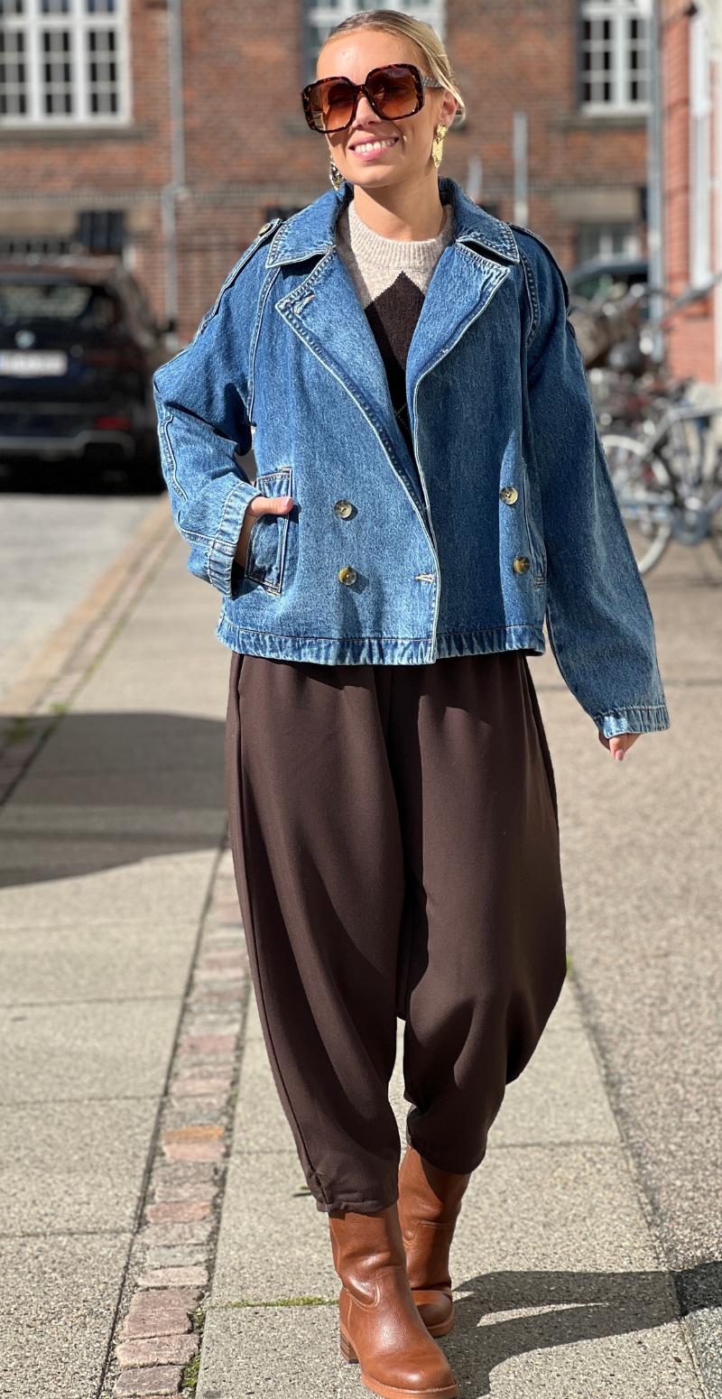 Citan denim jakke med knapper og lommer mid blue denim B.young