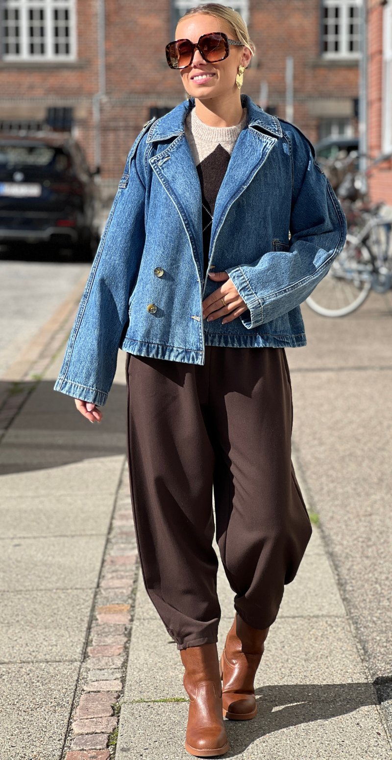 Citan denim jakke med knapper og lommer mid blue denim B.young