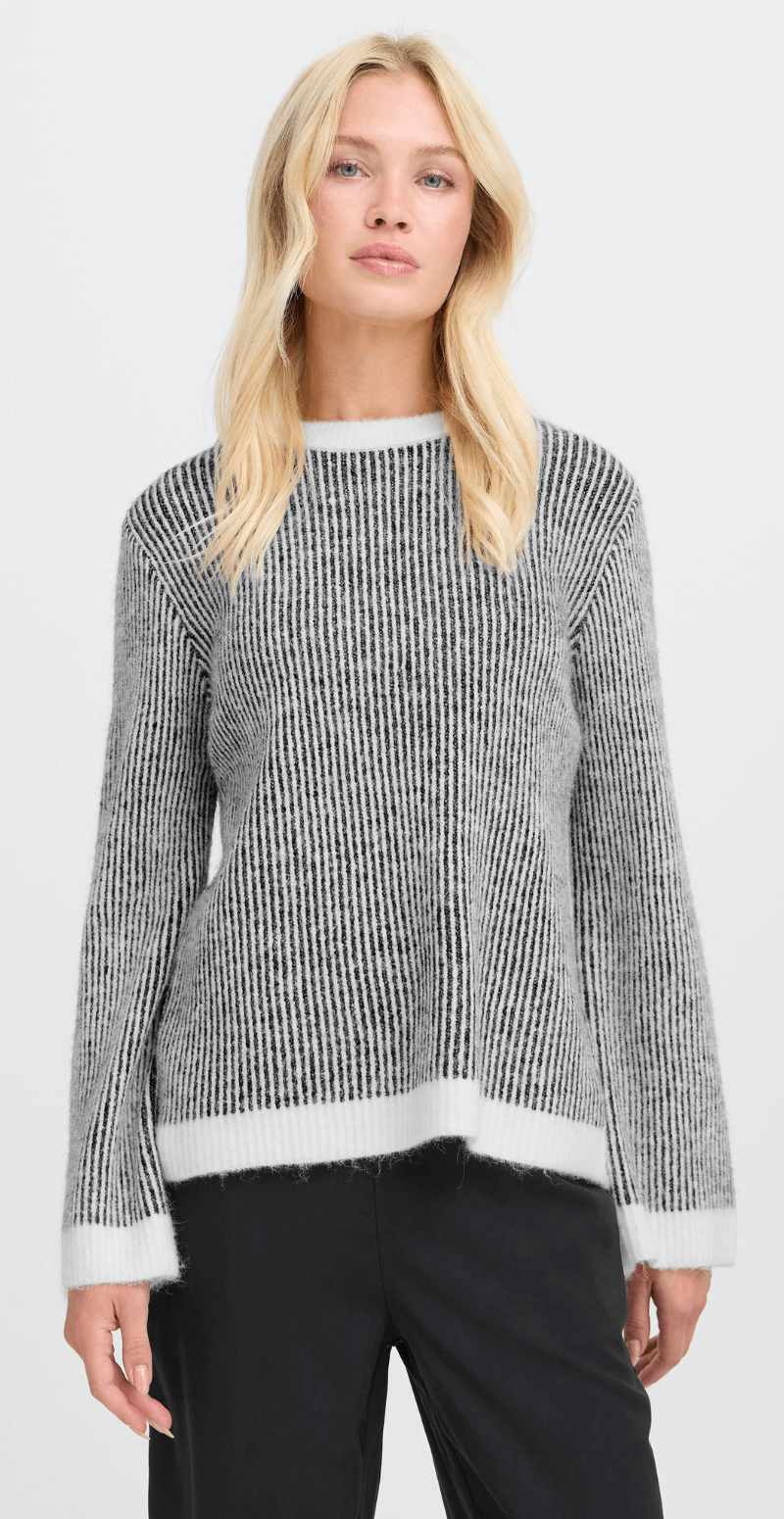 Minna jumper med striber black mix