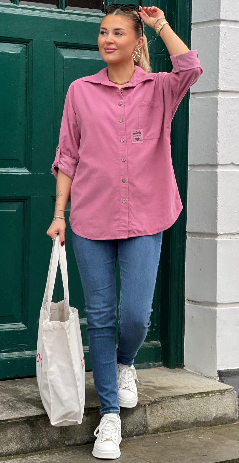 Venia fløjlsskjorte med lomme chipolla LikeLondon