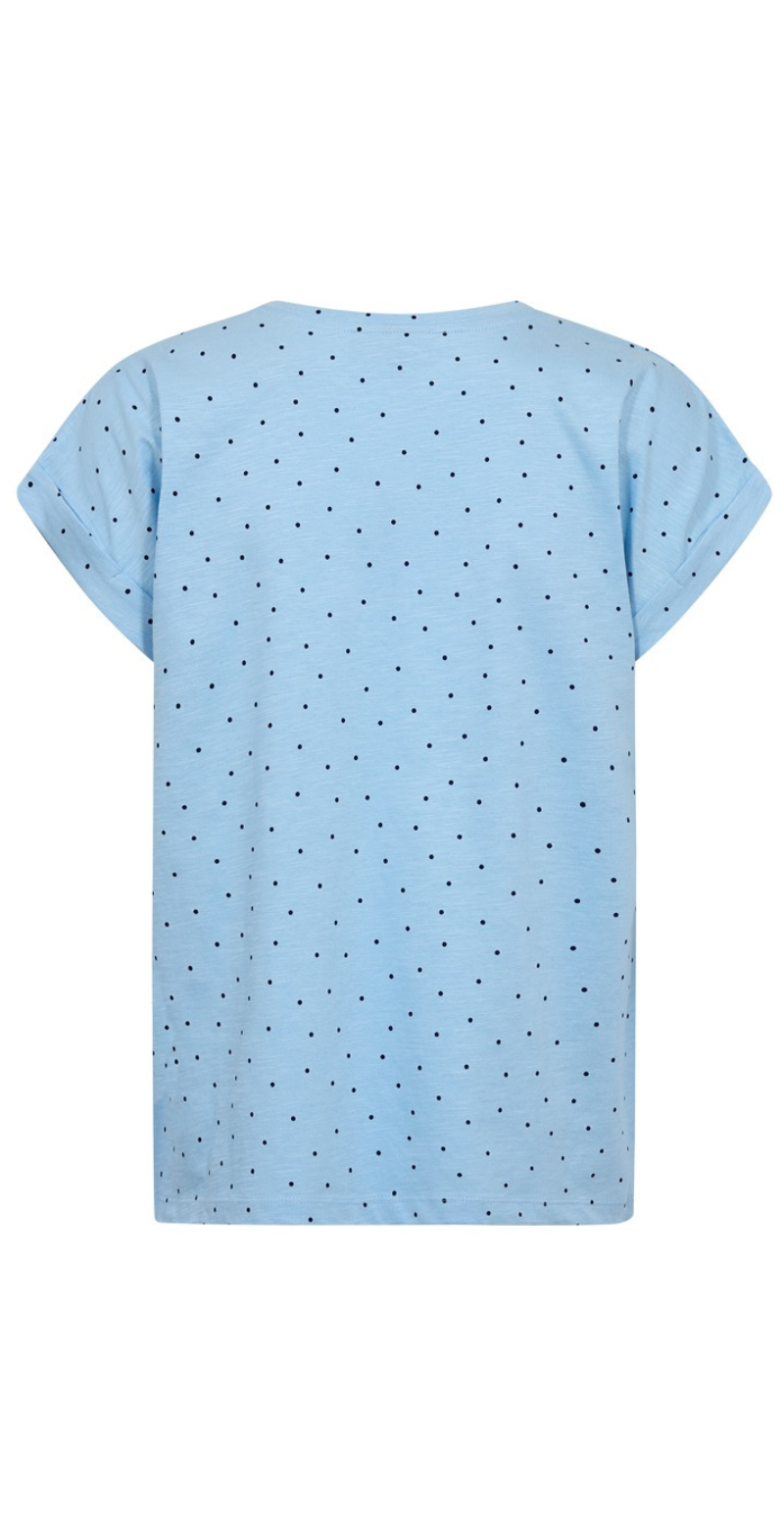 Viva T-shirt med v-hals og prikker blue bell w. navy blazer Freequent