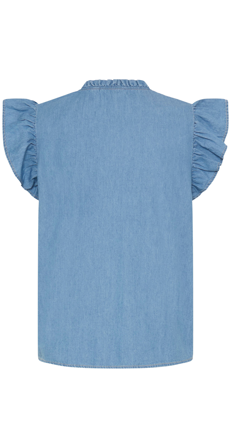 Kashe denimbluse med smock light blue denim B.young