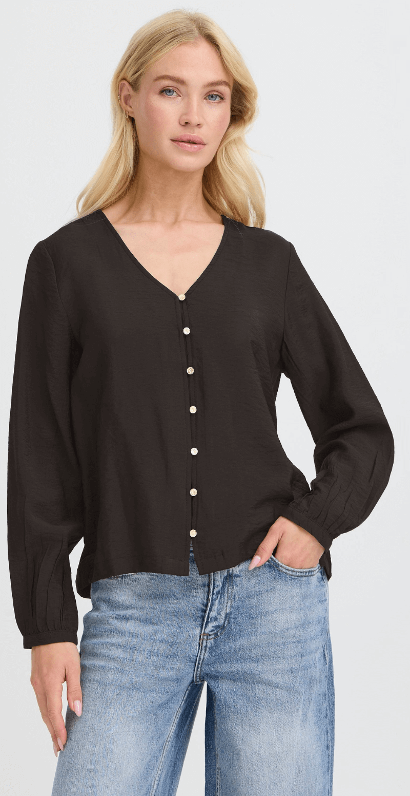 Fara bluse med guldknapper meteorite