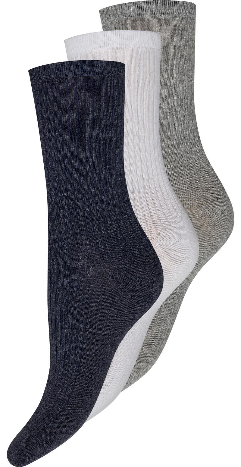 3-pak farvede bomuldsstrømper Decoy