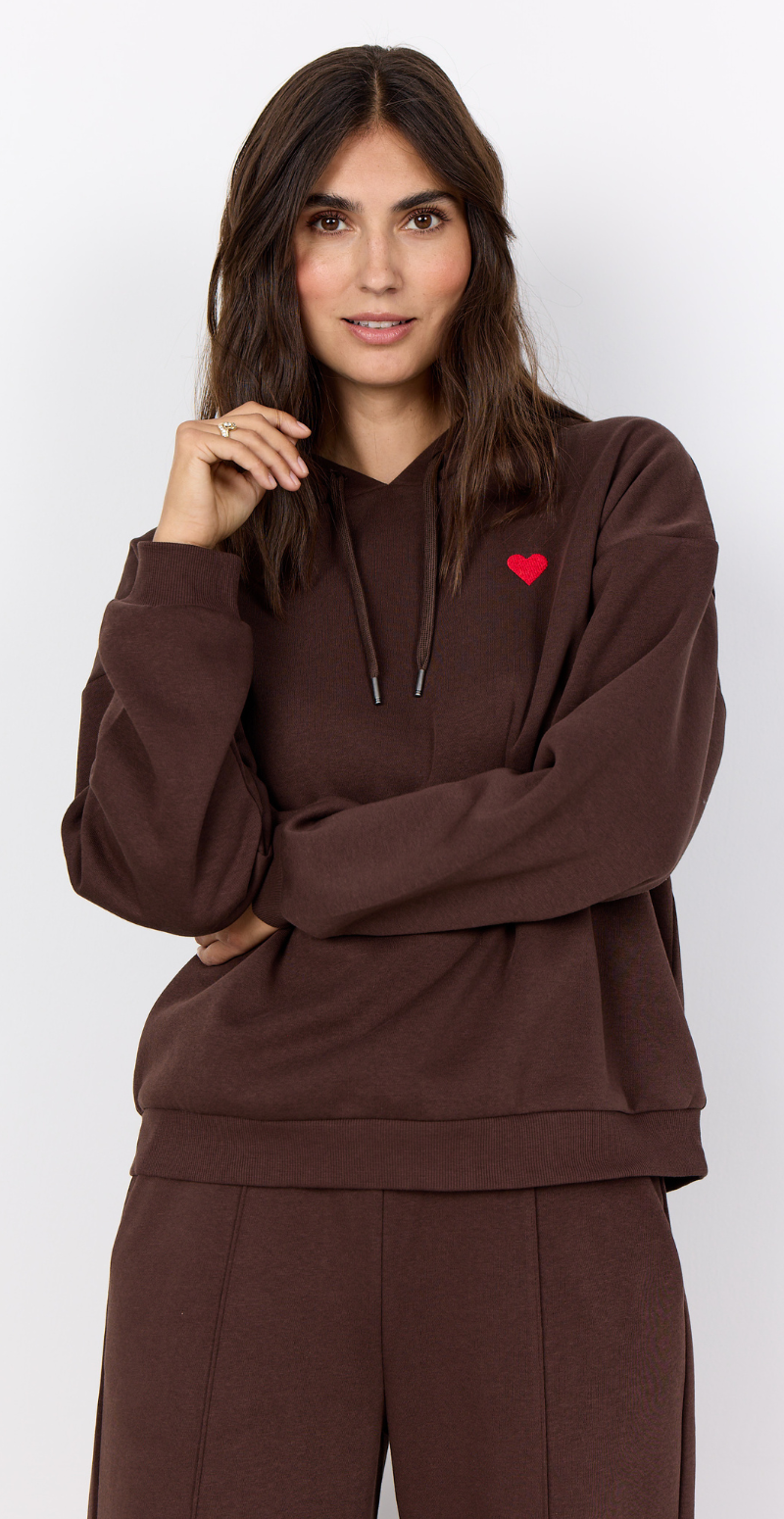Angelin sweatshirt med hætte brun Soyaconcept