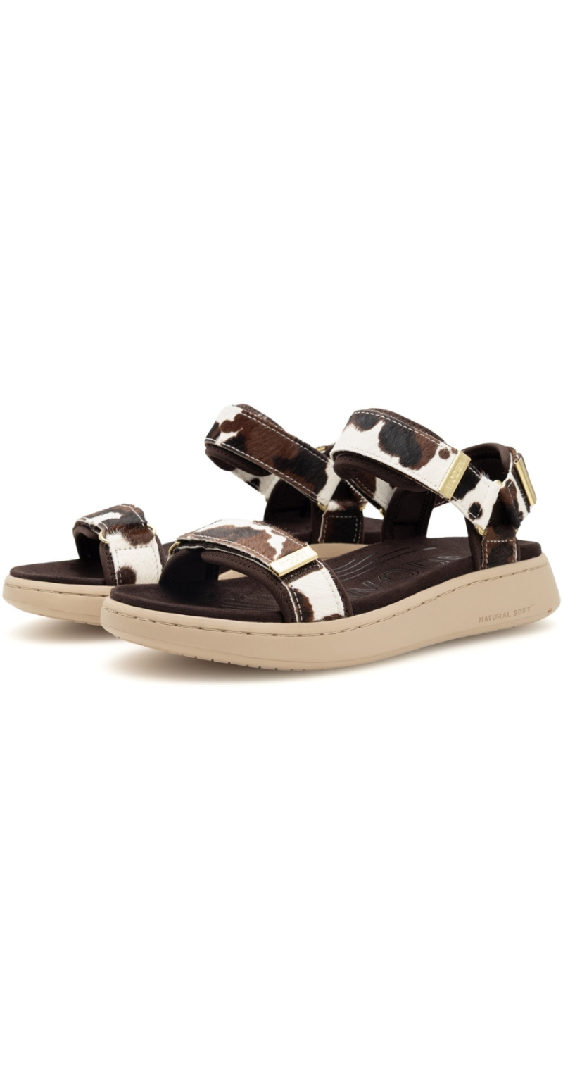 Line sandal med velcro og cow print Woden