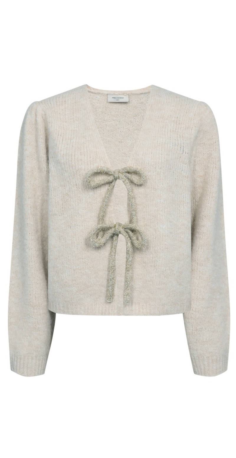 Lullo cardigan med bindebånd moonbeam melange Freeequent
