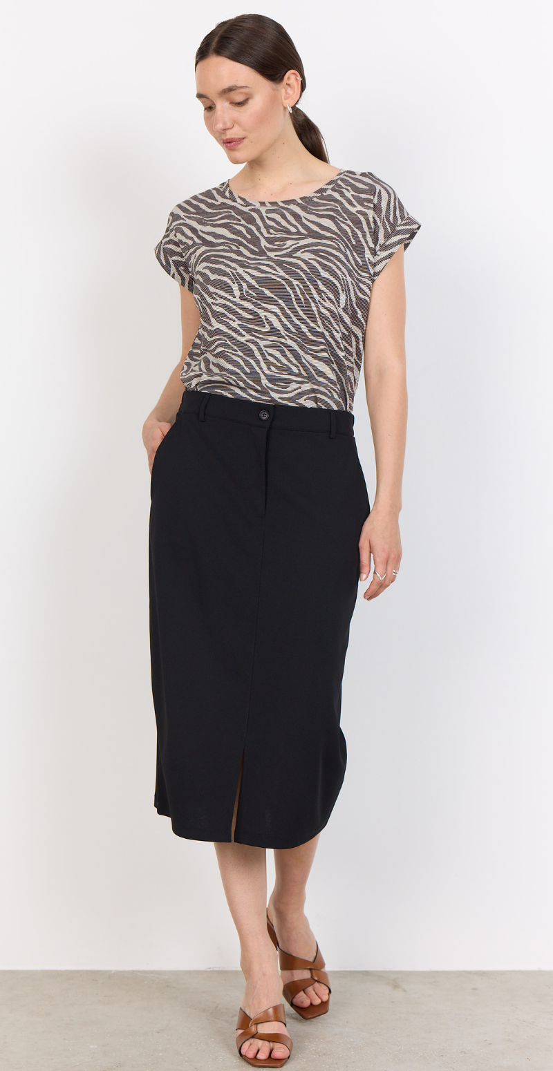 Galina t-shirt med zebraprint mørkbrun Soyaconcept