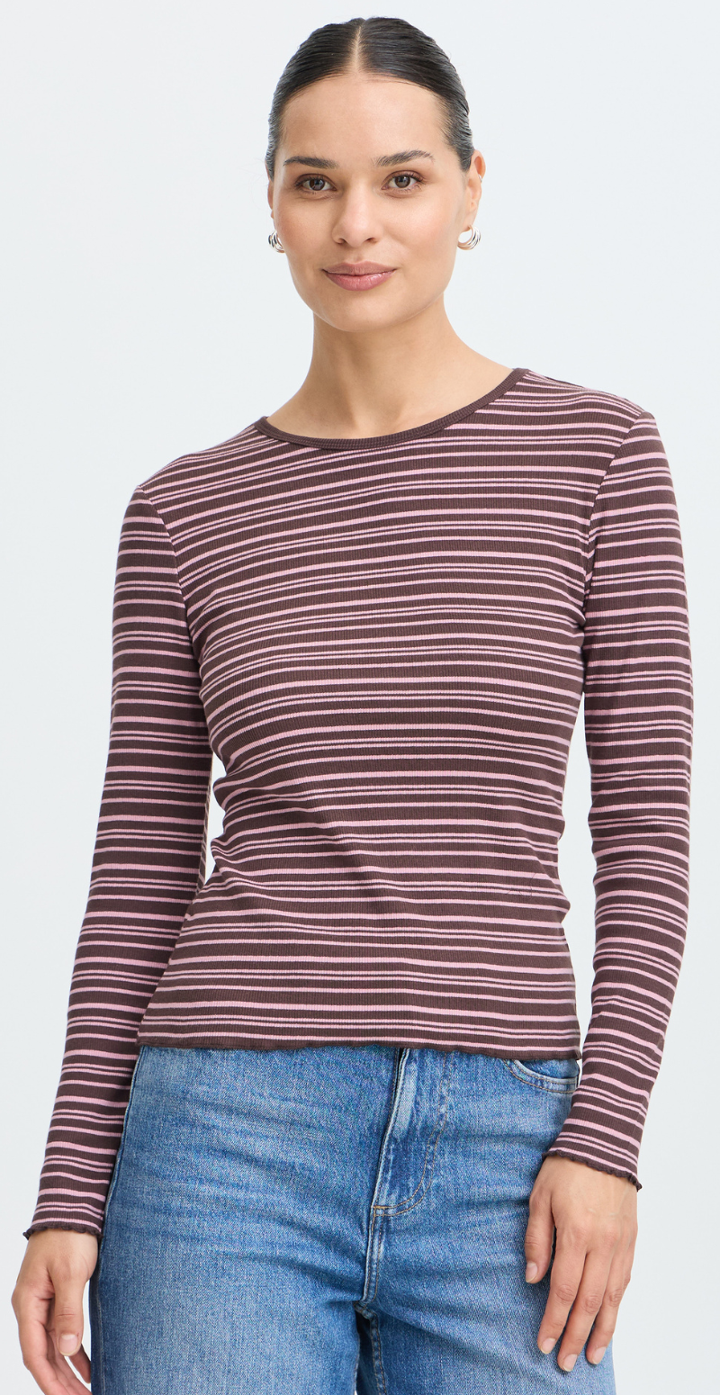 Tone langærmet t-shirt Java/Polignac stripe B.Young