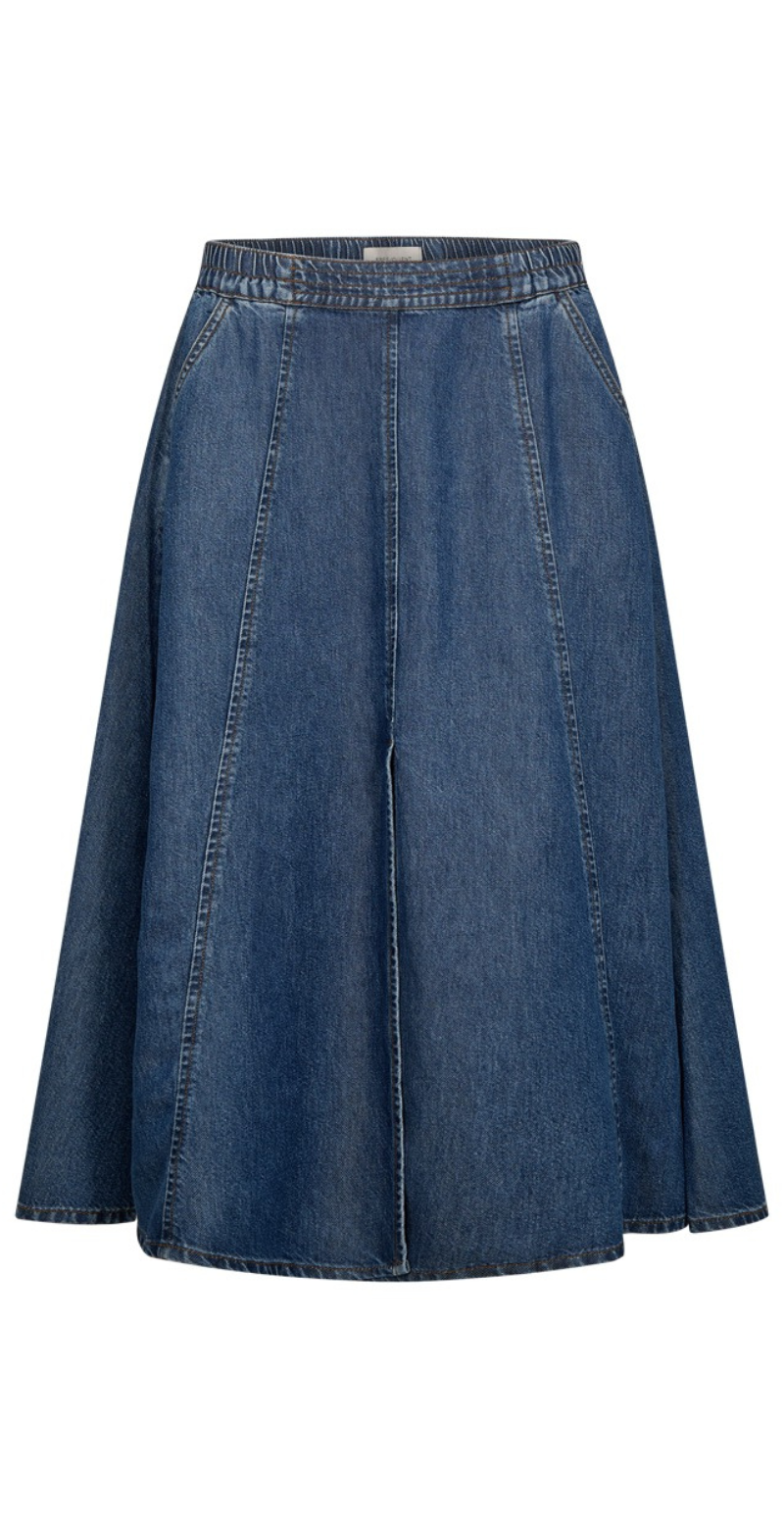 Milo nederdel med lommer og slids medium blue denim Freequent