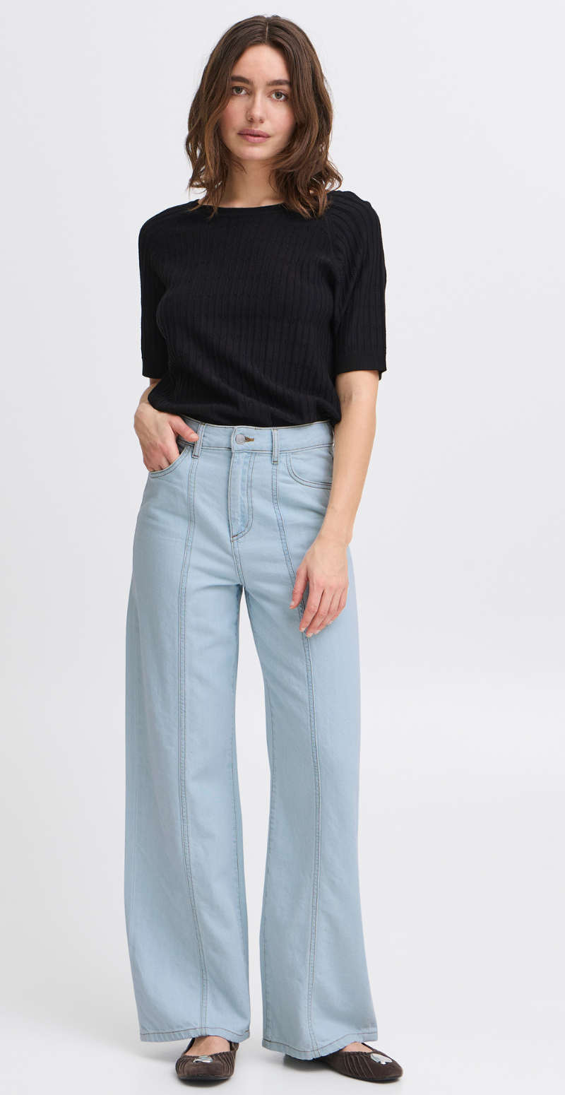 Lonia jeans med tydelige syninger light blue denim B.young