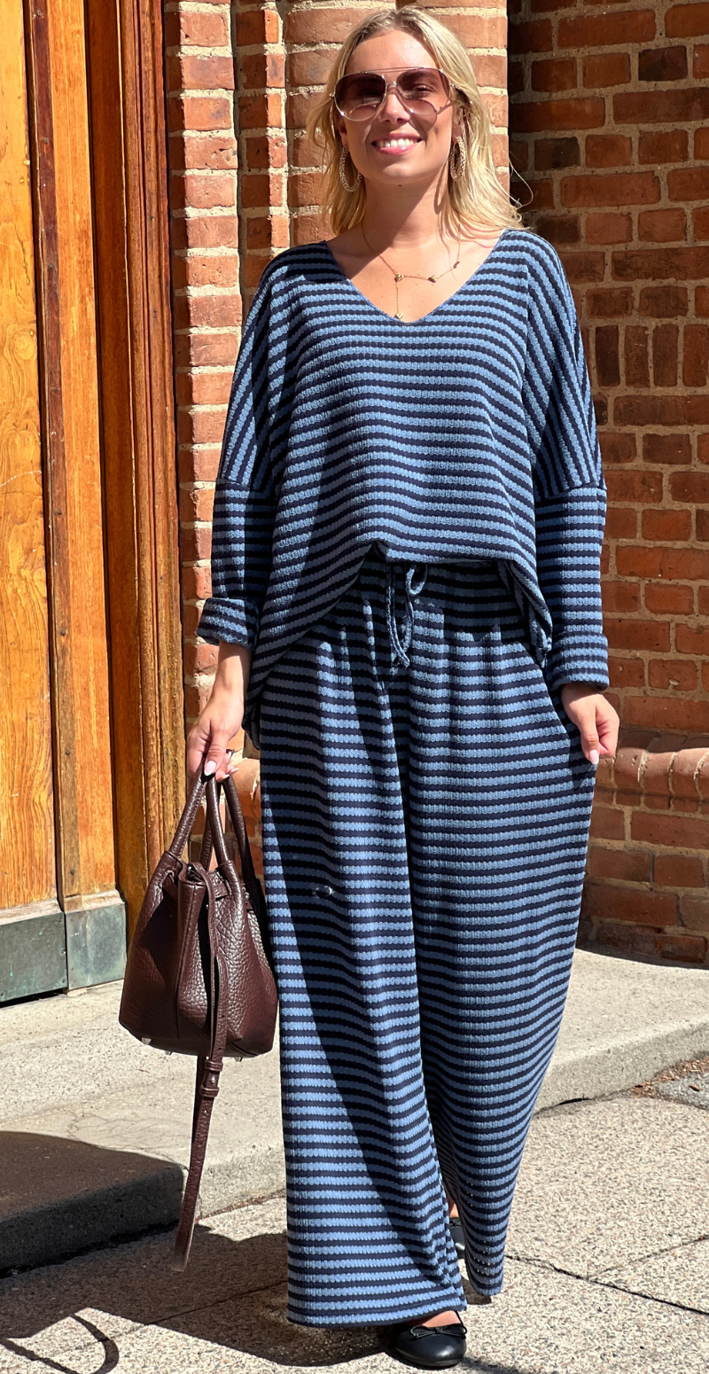 Mira strikket sæt i 2 dele navy/denim LikeLondon