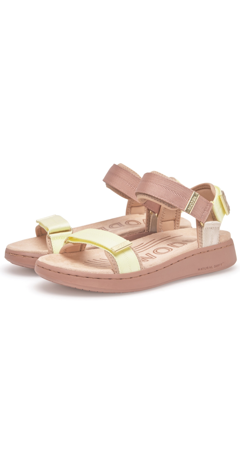 Line tricolor sandal taupe multi Woden
