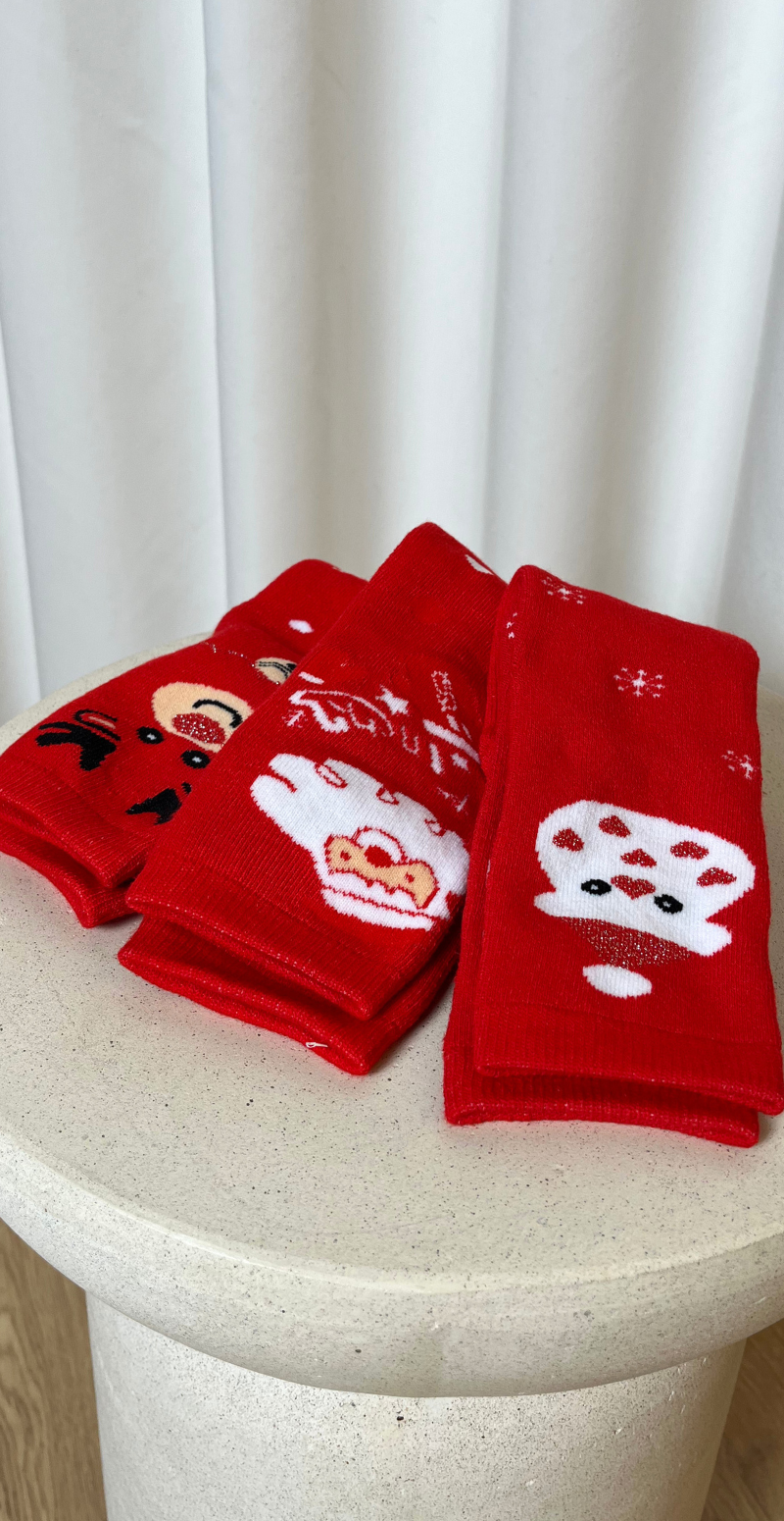3-pak strømper med julemotiv rød LikeLondon