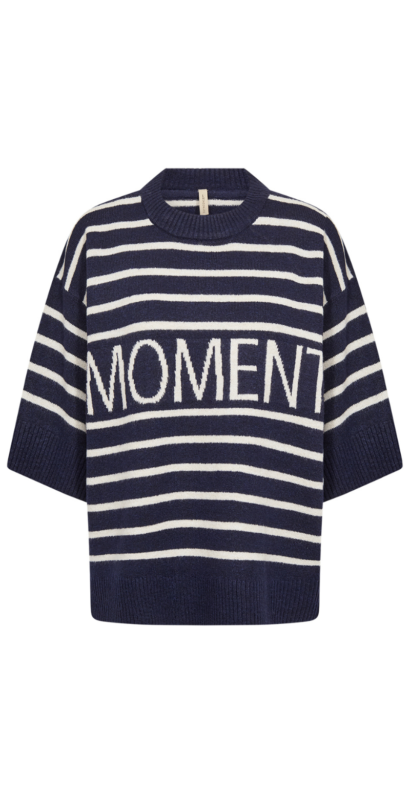 Orlean pullover med striber og "Moment" navy LikeLondon