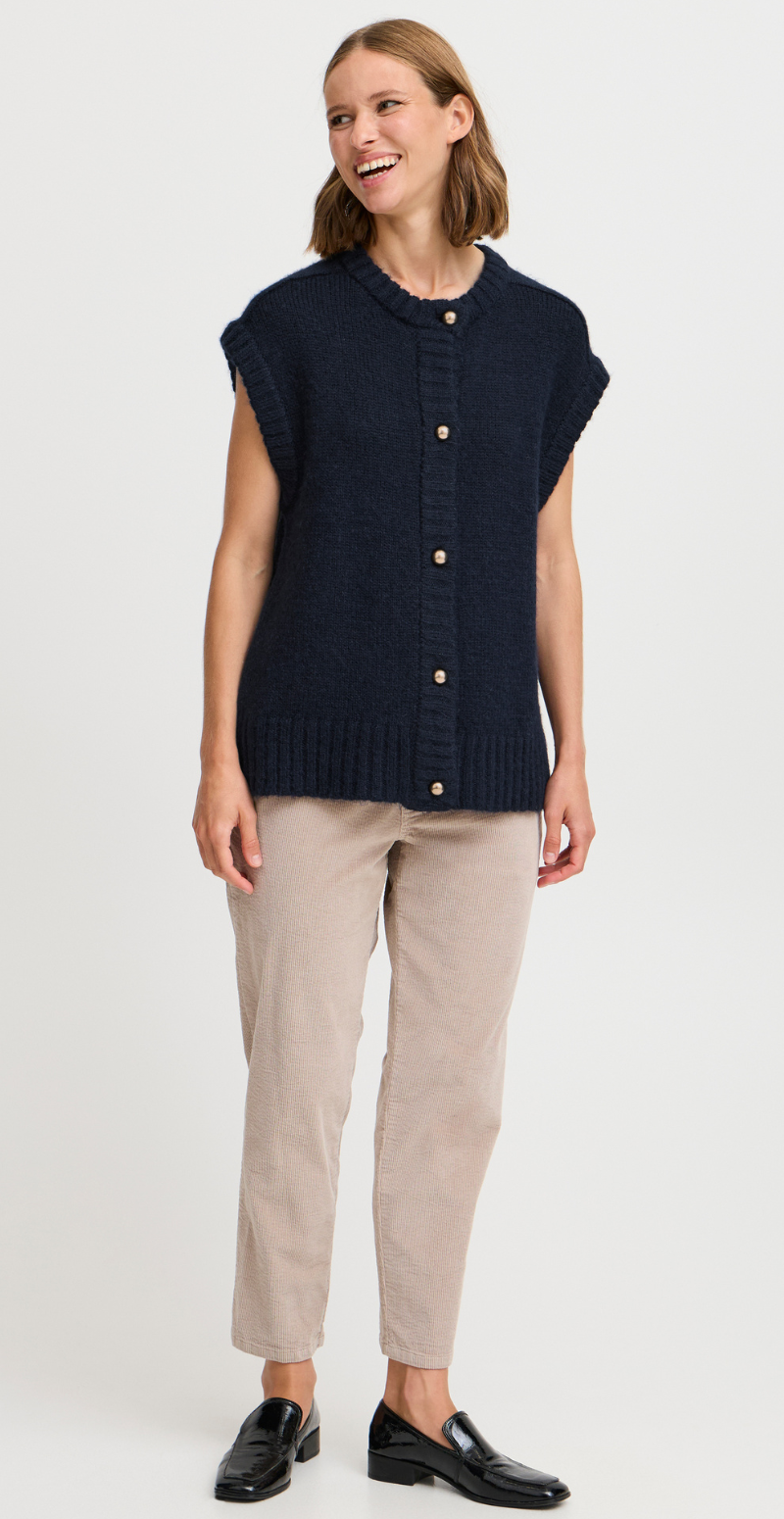 Oksana strikvest navy blazer melange