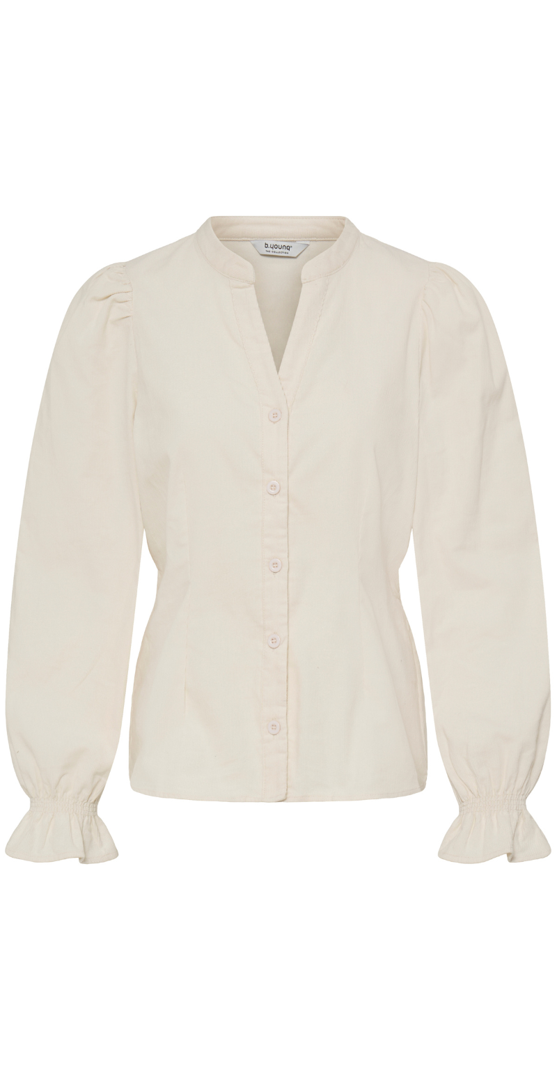 Denord gennemknappet fløjlsbluse birch B-young