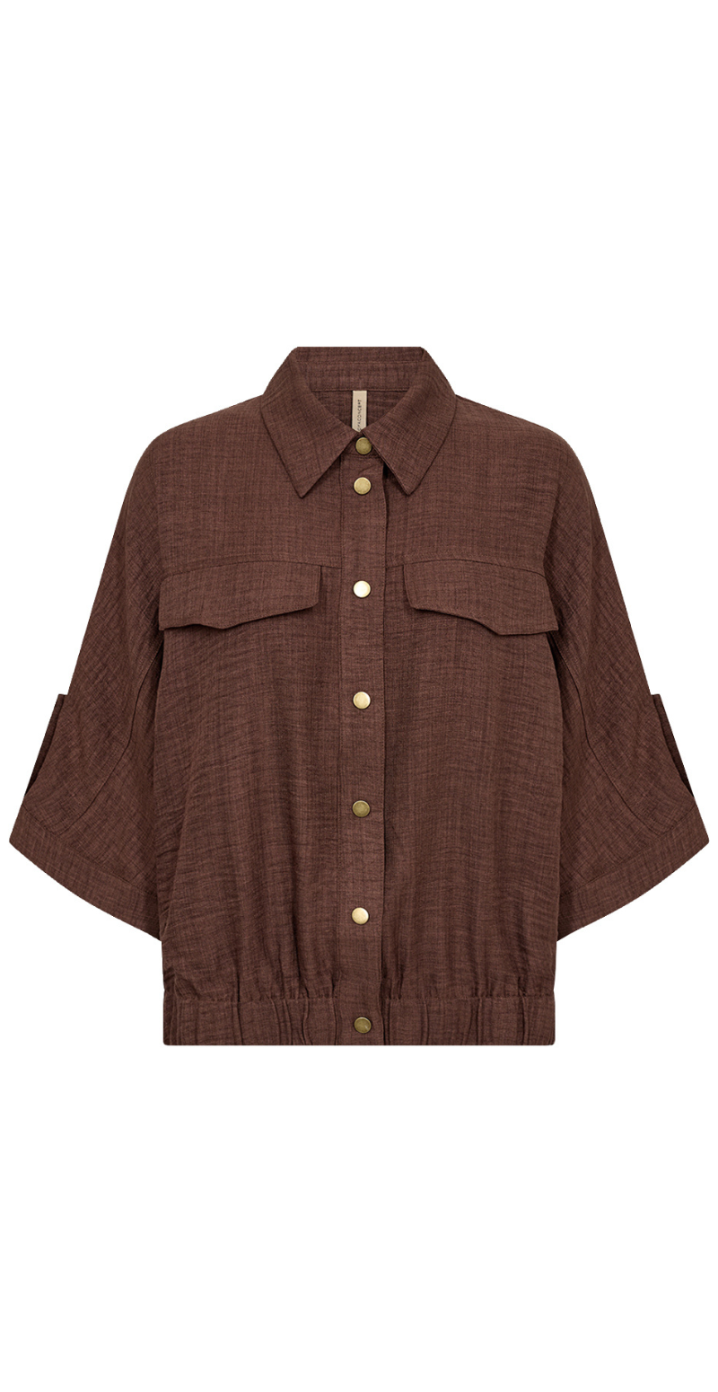 Charissa jakke med elastik kant brun LikeLondon